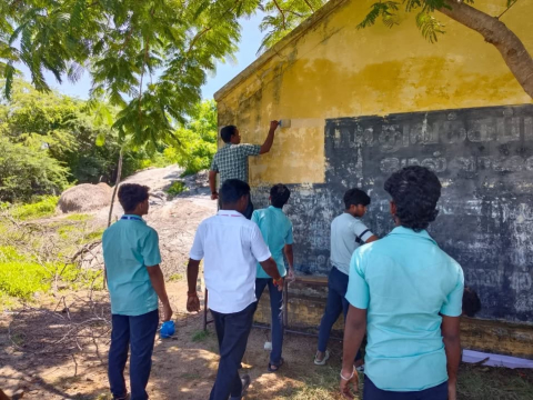 nss camp at melvalai village kandachipuram