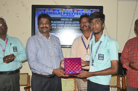 elumalai polytechnic college proudly celebrates the award ceremony for placement offer letters course completion certificates for our final year students batch 2023 26 